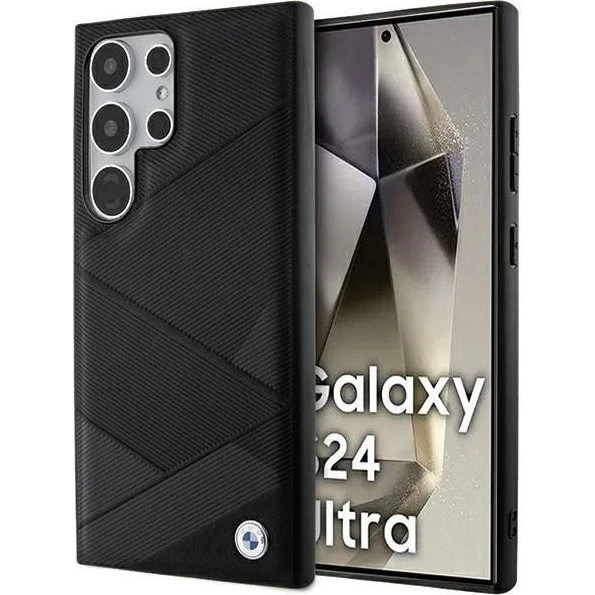BMW S24 Ultra Signature Leather Crossing Lines Hardcase - Black