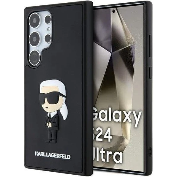 Karl Lagerfeld 3D Rubber Ikonik Case til Samsung Galaxy S24 Ultra - Sort