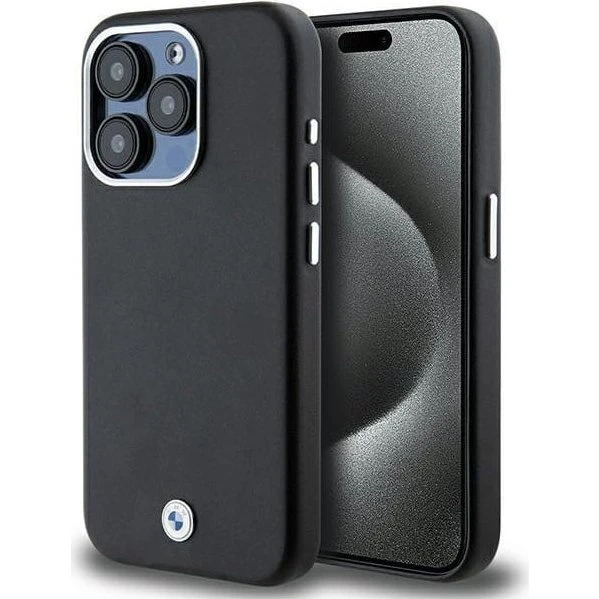 BMW Signature Wrapped Metal MagSafe Cover til iPhone 15 Pro - Sort