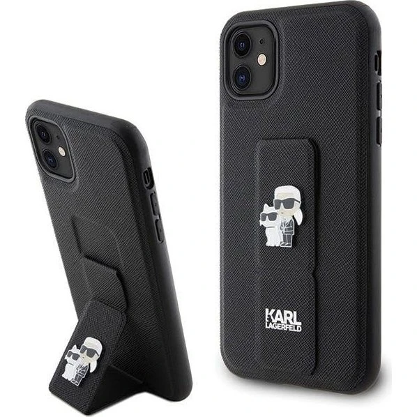 Karl Lagerfeld Gripstand Saffiano iPhone 11/XR Case - Black