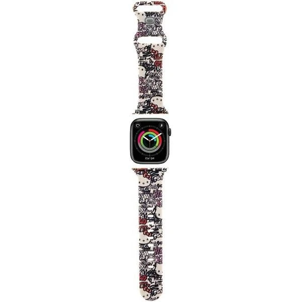 Hello Kitty Silikone Tags Graffiti Urrem til Apple Watch 38/40/41mm - Beige