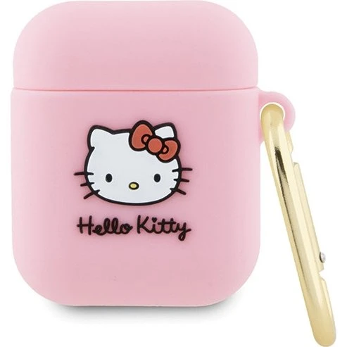 Hello Kitty Silikone 3D Kitty Head Etui til AirPods 1/2 - Pink