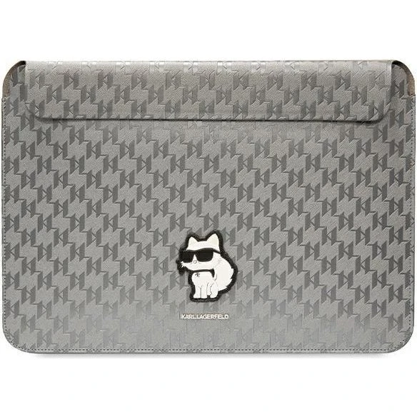 Karl Lagerfeld Saffiano Monogram Choupette Laptop Sleeve 14" - Sølv