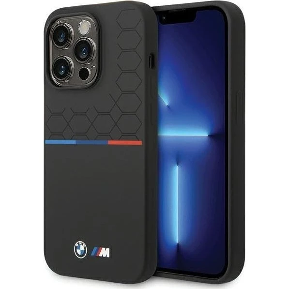 BMW Silicone Pattern iPhone 15 Pro Max Cover - Black