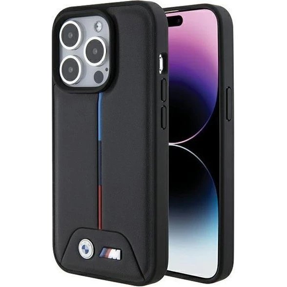 BMW Quilted Tricolor iPhone 15 Pro Case - Black