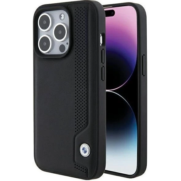 BMW Leather Blue Dots iPhone 15 Pro Max Cover - Sort