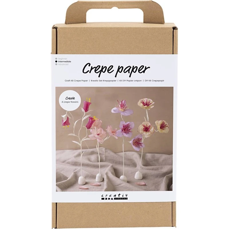 DIY Crepepapir Blomster kit — pastelfarver med selvhærdende ler