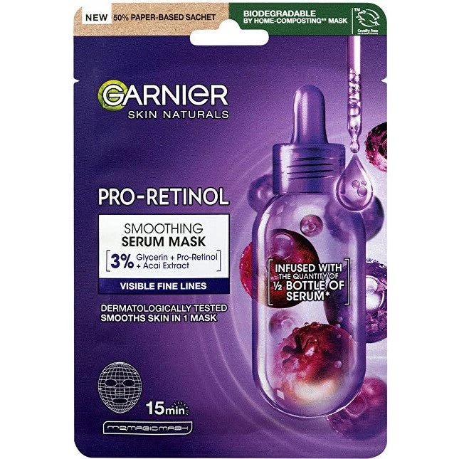 Garnier Pro-Retinol Skin Naturals Udglattende Serum Maske 22 g