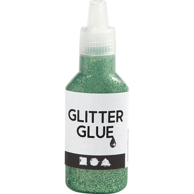 Glitterlim, grøn 25 ml med præcis tegnespids
