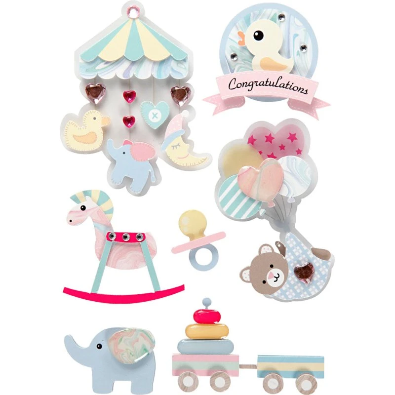 3D Baby Stickers 8 stk. (H25–70 × B20–55 mm, 7 mm)