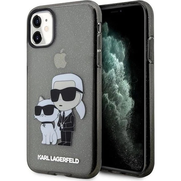 Karl Lagerfeld iPhone 11 / XR Hardcase - Black Glitter Karl & Choupette