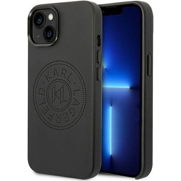 Karl Lagerfeld Leather Perforated Logo Case til iPhone 14 Plus - Sort