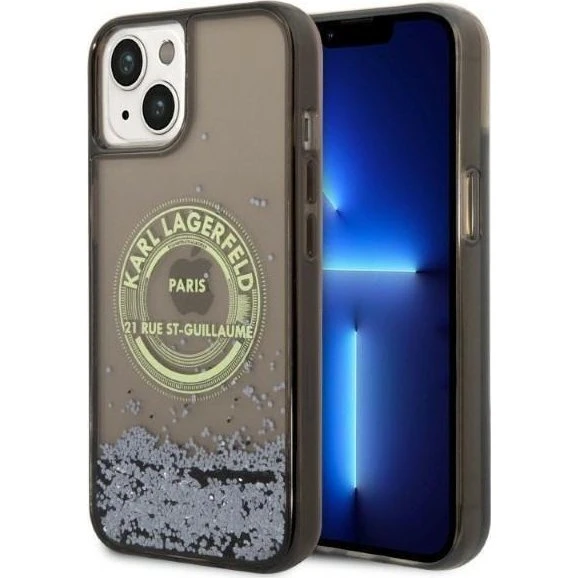 Karl Lagerfeld Liquid Glitter RSG etui til iPhone 14 - Sort