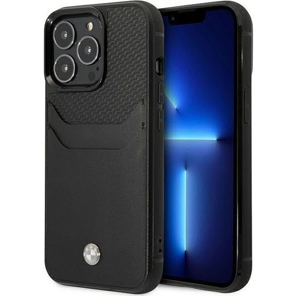 BMW iPhone 14 Pro Max Lædercover med kortplads - Sort