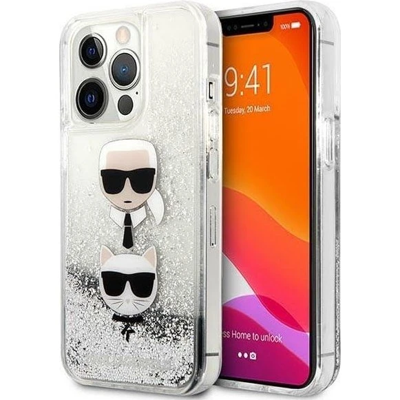 Karl Lagerfeld Liquid Glitter Karl&Choupette Case til iPhone 13/13 Pro
