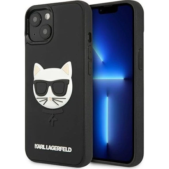 Karl Lagerfeld 3D Rubber Choupette Cover til iPhone 13 mini - Sort