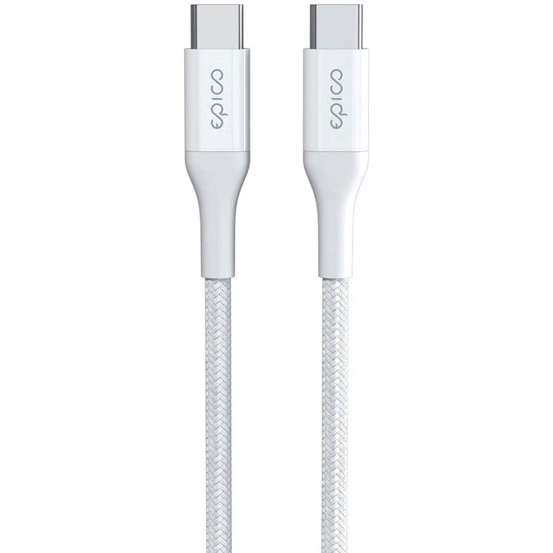 Epico Braided USB-C til USB-C Kabel PD 100W 200 cm - Hvid