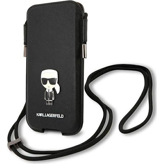 Karl Lagerfeld Saffiano Ikonik Karl 6.7" Telefontaske - Sort
