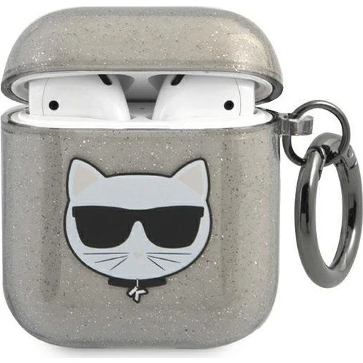 Karl Lagerfeld KLA2UCHGK AirPods 1/2 Cover Glitter Choupette Black