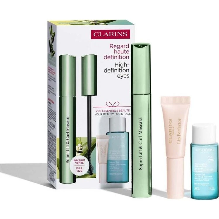 Clarins Supra Lift Mascara Sæt med Lip Perfector og Makeupfjerner