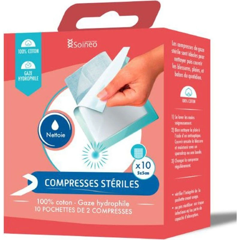 Soinéo Sterile gazekompresser 5x5cm (10 stk.)
