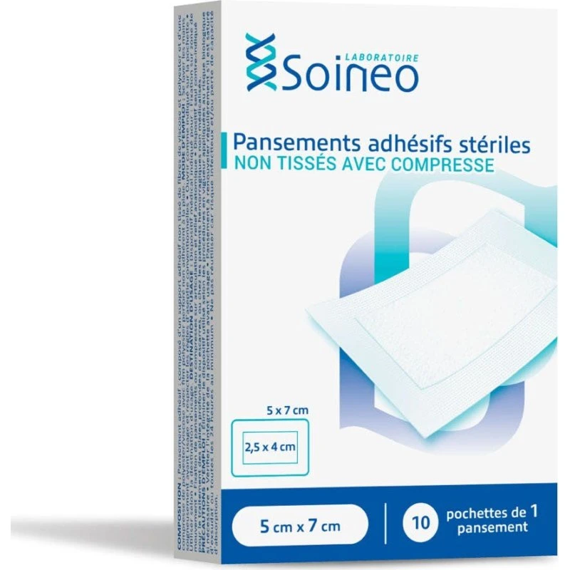 Soinéo Sterile non-woven klæbende plastre 5x7 cm (10 stk.)
