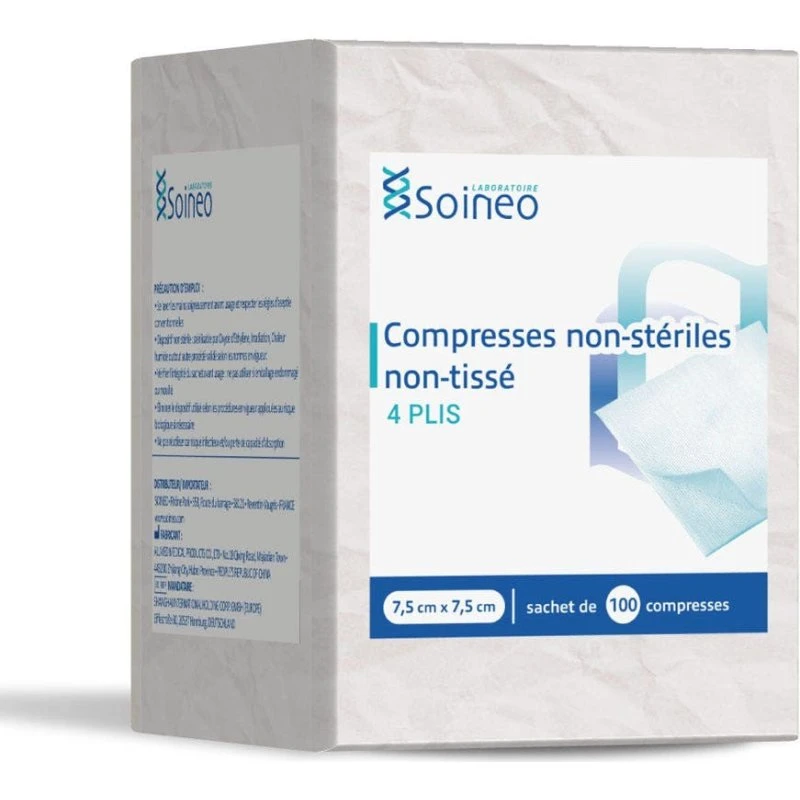 Soinéo Non-woven kompresser 10x10cm, 4 folder, 100 stk.