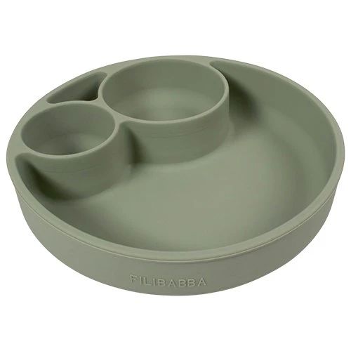 Filibabba Silikone Tallerken 3-rums Grøn