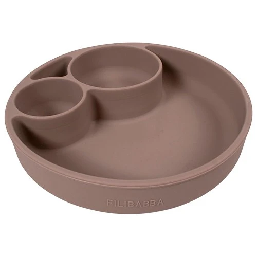 Filibabba Silikone Tallerken Ruminddelt Warm Grey (1 stk)