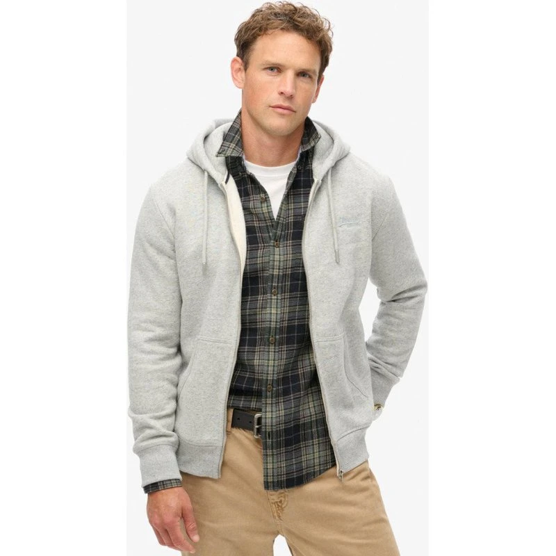 Superdry Essential Logo Zip Hoodie – Athletic Grey Marl