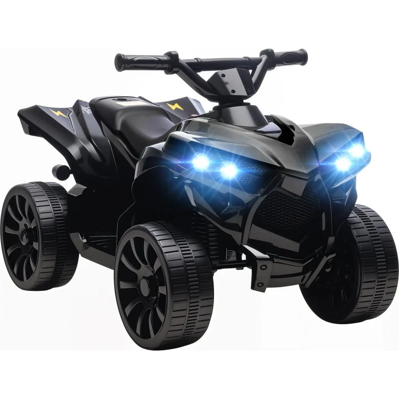Børne-el-quad 6V med musik og LED-forlygter, Sort