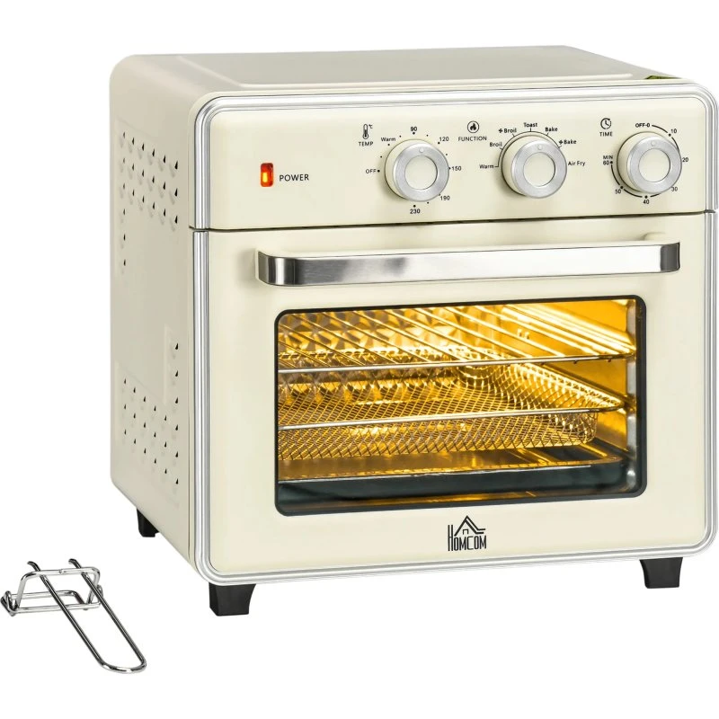 Multifunktionel Miniovn med Airfryer, 20L, 1400W, Cremefarvet