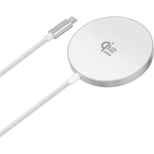 4Smarts Qi2 25W MagSafe Trådløs Oplader - Hvid, 1,5 m