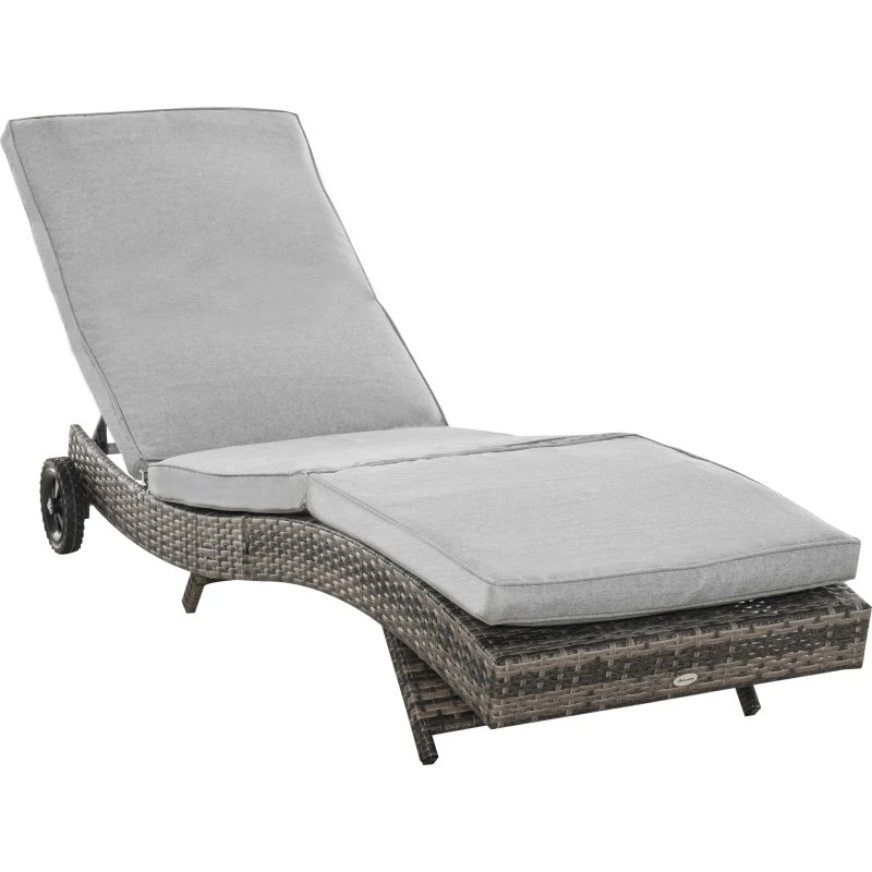 Solvogn Liggestol i Grå PE-rattan - 207x70x70 cm