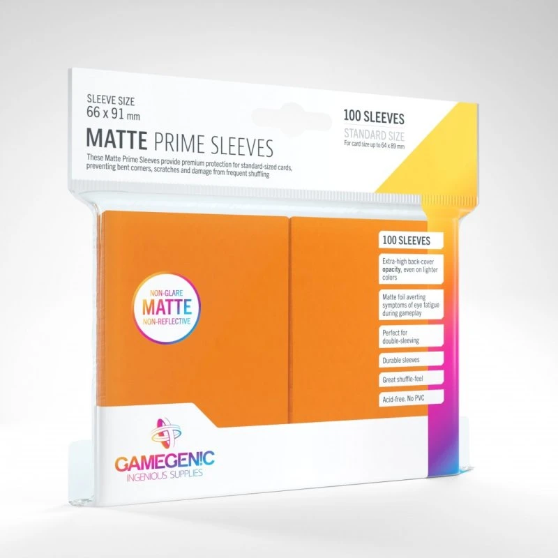 GameGenic Matte Prime Sleeves Orange - 100 stk Anti-Glare