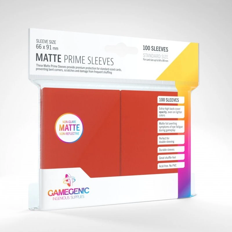 GameGenic Matte Prime Sleeves - Rød - 100 stk