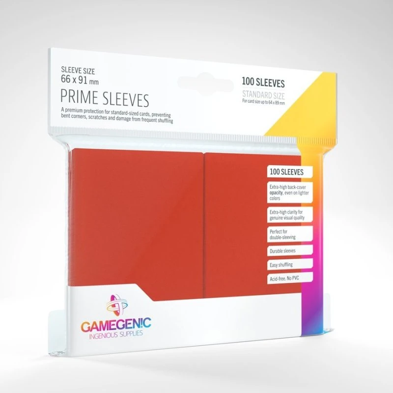 GameGenic Prime Sleeves - 100 stk. Plastiklommer - Rød