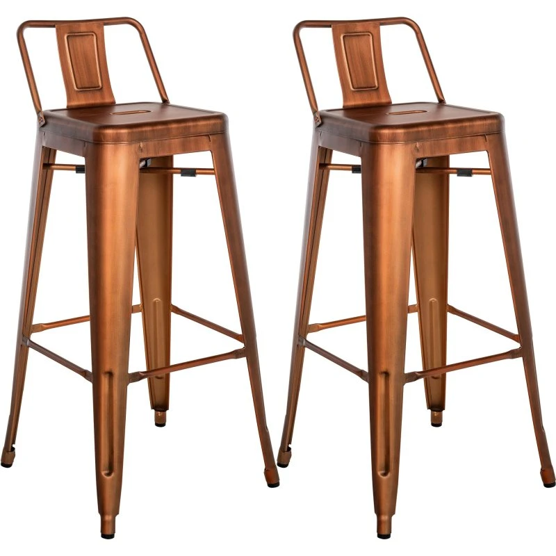 Mason Barstole 2-pak - Industrielt design med ryg og fodstøtte