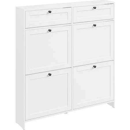 SoBuy hvidt skoskab med 2 skuffer, 100x19x107cm, FSR208-W