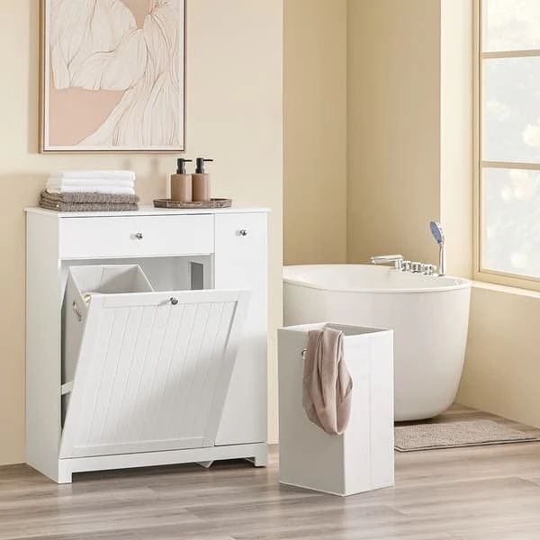 SoBuy Smalt Badeværelsesskab 78x38x90cm - Hvid BZR214-W