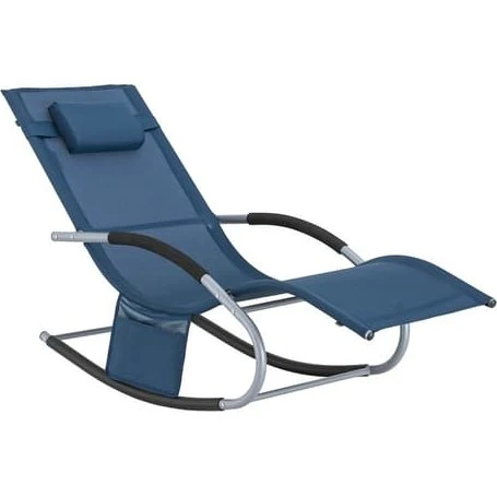 SoBuy Solstol Marineblå 63x150x87cm - Gyngestol OGS28-NB