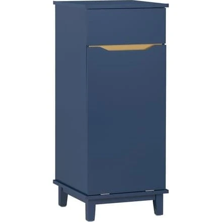 SoBuy Blåt Badeværelsesskab 40x40x96cm med vasketøjskurv BZR114-B