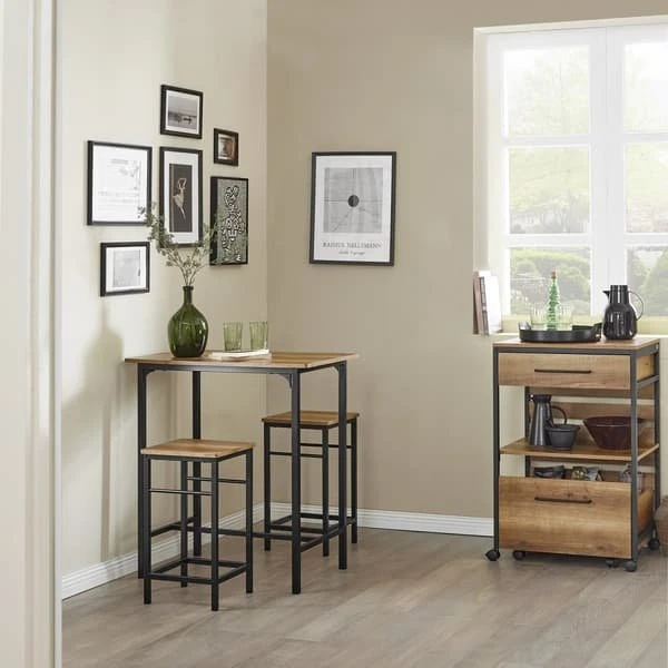SoBuy Barbordssæt med 2 Barstole – Brun 80x50x87cm OGT10-PF