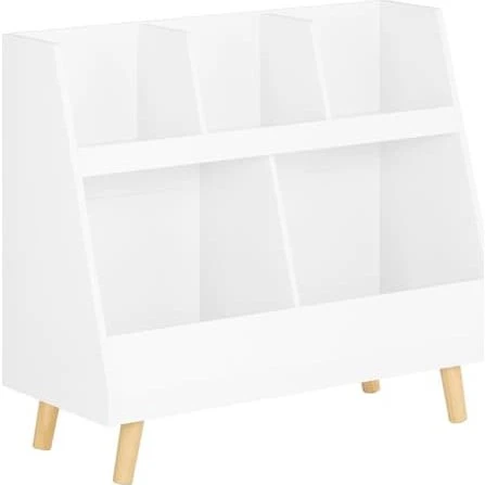 SoBuy Bogreol KMB19-W med hylder og opbevaringskuber, hvid
