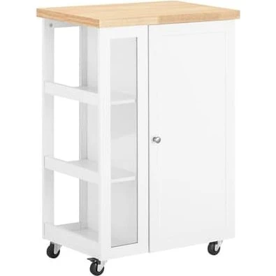 SoBuy Køkkenvogn med skab og hylder - Hvid 60x40x90cm FKW75-WN