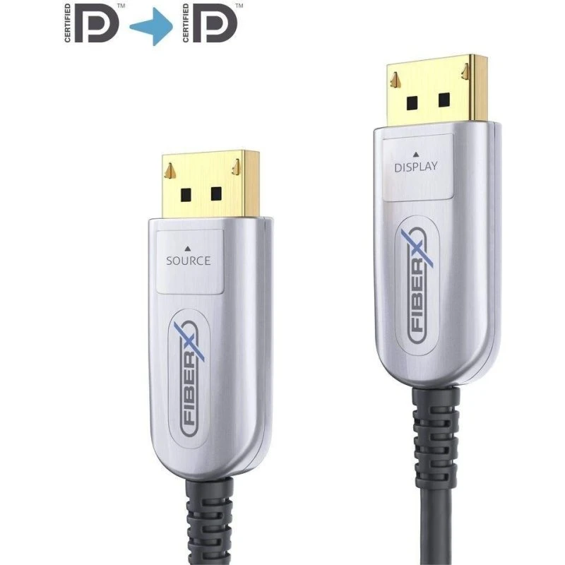 FiberX FX-I260-010 DisplayPort 2.0 kabel, 10 m, sort/sølv