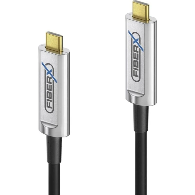 FiberX FX-I600-015 USB-C kabel - 15 m - Sort/Sølv