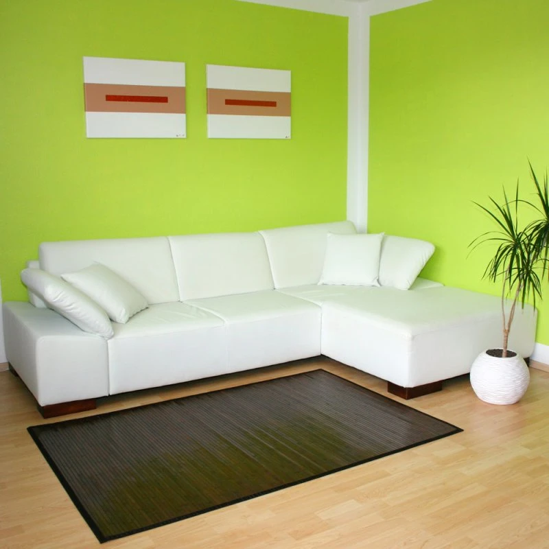 Bambustæppe Home 60x200 cm - Brun med bomuldskant