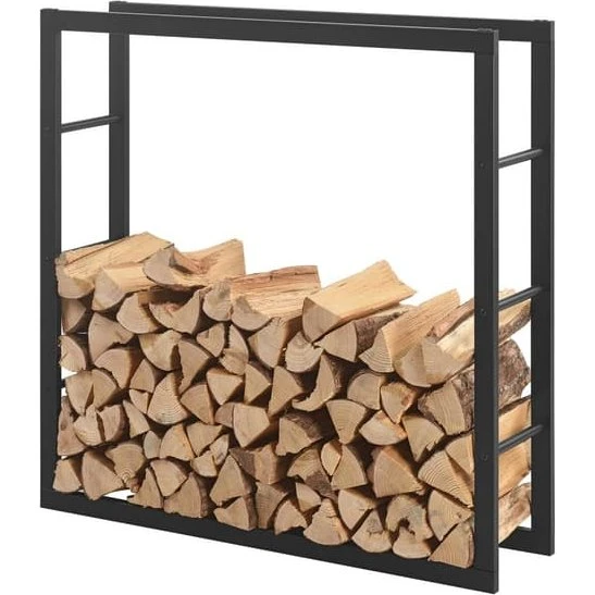 [en.casa]® Brændeholder i sort stål - 100x100x25cm