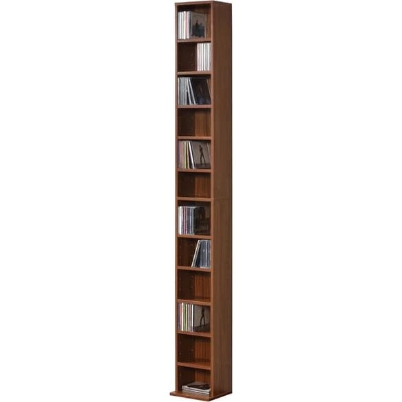[en.casa] CD- og DVD-hylde i valnød - 175x20x20 cm